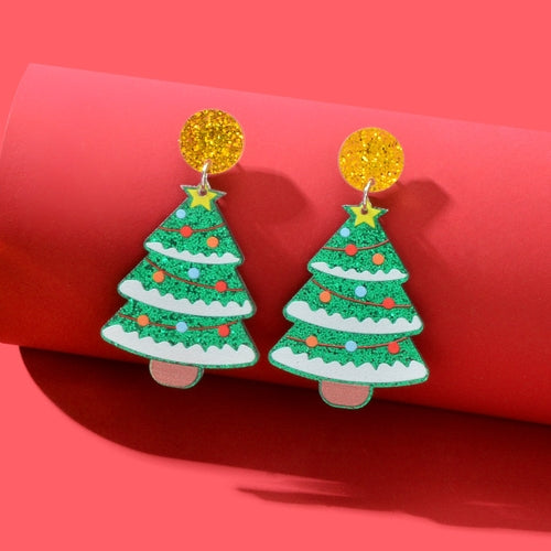 Christmas Gift Jewelry Sparkling Sequin Decor Tree Acrylic Dangle