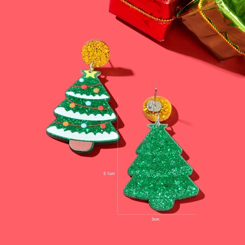 Christmas Gift Jewelry Sparkling Sequin Decor Tree Acrylic Dangle