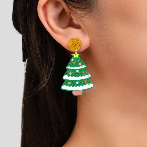 Christmas Gift Jewelry Sparkling Sequin Decor Tree Acrylic Dangle