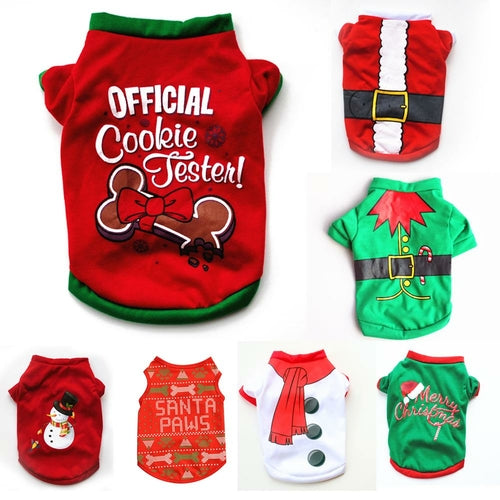 Pet Dog Clothes Christmas Decoration Costume Cute Cartoon Clothes For
